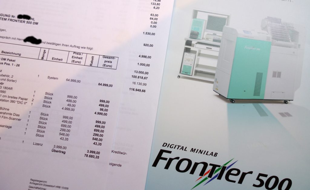 Rechnung für Fujifilm Frontier Minilab 500
